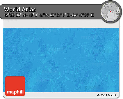 Physical 3D Map of the Area around 12° 42' 56" N, 63° 49' 30" E
