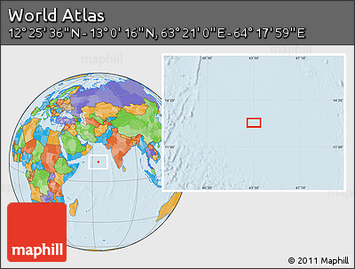 Political Location Map of the Area around 12° 42' 56" N, 63° 49' 30" E