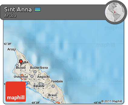Shaded Relief Map of Sint Anna