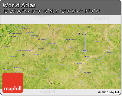 Satellite 3D Map of the Area around 12° 42' 56" N, 6° 43' 29" W