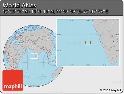 Gray Location Map of the Area around 12° 42' 56" N, 72° 19' 29" E