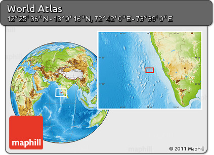 Physical Location Map of the Area around 12° 42' 56" N, 73° 10' 30" E