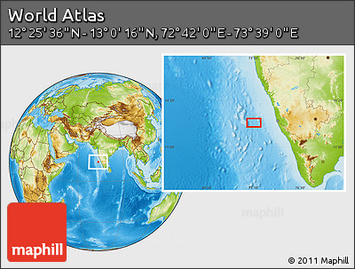 Physical Location Map of the Area around 12° 42' 56" N, 73° 10' 30" E