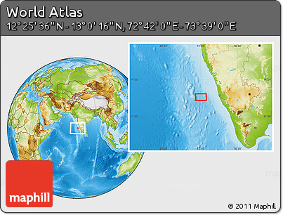 Physical Location Map of the Area around 12° 42' 56" N, 73° 10' 30" E
