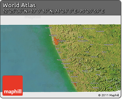 Satellite 3D Map of the Area around 12° 42' 56" N, 74° 52' 30" E