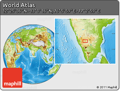 Physical Location Map of the Area around 12° 42' 56" N, 76° 34' 29" E