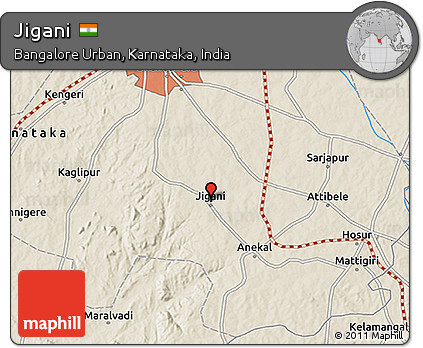 Shaded Relief 3D Map of Jigani