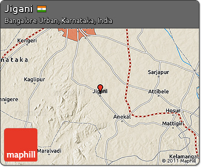 Shaded Relief 3D Map of Jigani