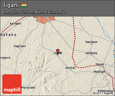 Shaded Relief 3D Map of Jigani