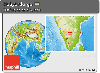 Physical Location Map of Huliyūrdurga