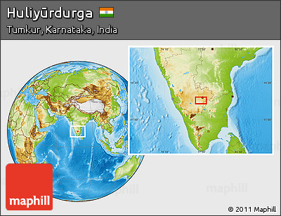 Physical Location Map of Huliyūrdurga