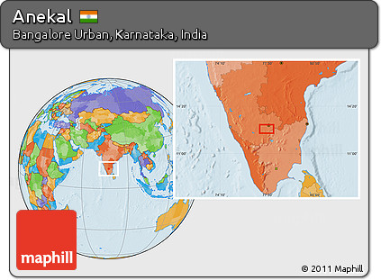 Political Location Map of Anekal