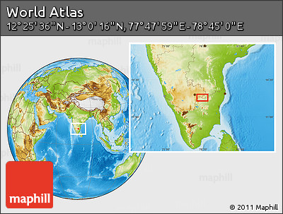 Physical Location Map of the Area around 12° 42' 56" N, 78° 16' 30" E
