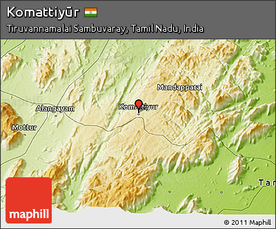 Physical 3D Map of Komattiyūr