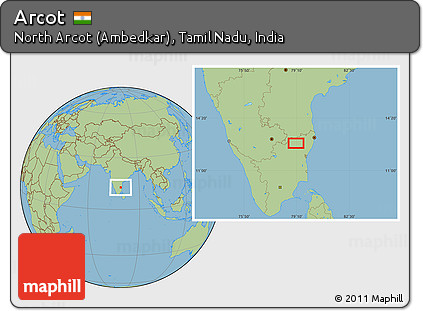 Savanna Style Location Map of Arcot