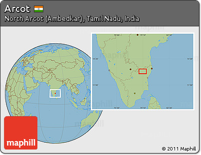 Savanna Style Location Map of Arcot