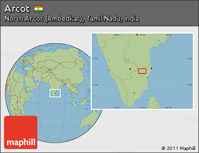Savanna Style Location Map of Arcot