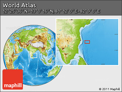 Physical Location Map of the Area around 12° 42' 56" N, 81° 40' 30" E