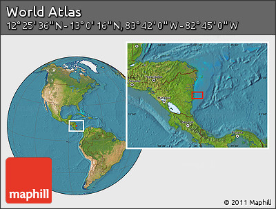 Satellite Location Map of the Area around 12° 42' 56" N, 83° 13' 29" W