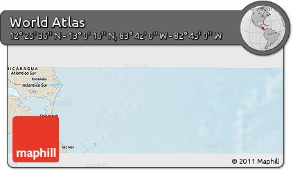 Shaded Relief Panoramic Map of the Area around 12° 42' 56" N, 83° 13' 29" W