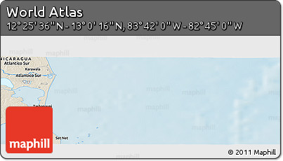 Shaded Relief Panoramic Map of the Area around 12° 42' 56" N, 83° 13' 29" W