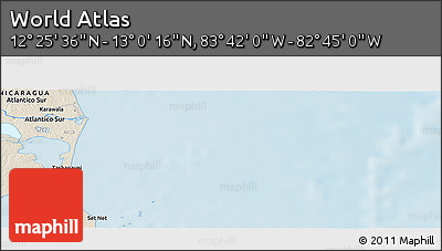 Shaded Relief Panoramic Map of the Area around 12° 42' 56" N, 83° 13' 29" W