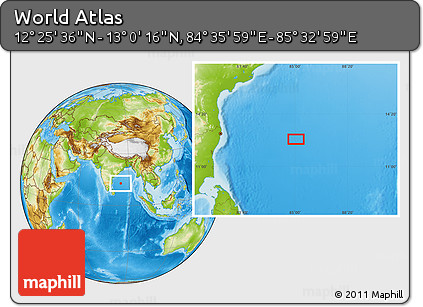 Physical Location Map of the Area around 12° 42' 56" N, 85° 4' 29" E