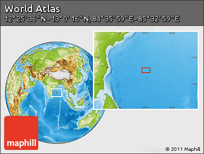 Physical Location Map of the Area around 12° 42' 56" N, 85° 4' 29" E