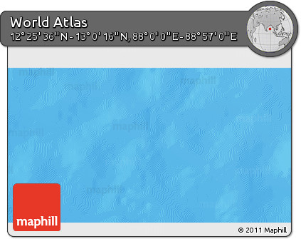 Physical 3D Map of the Area around 12° 42' 56" N, 88° 28' 29" E