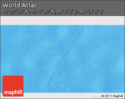 Physical 3D Map of the Area around 12° 42' 56" N, 88° 28' 29" E