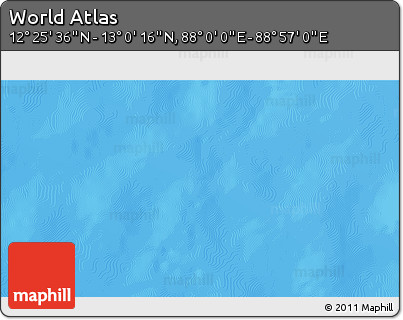 Physical 3D Map of the Area around 12° 42' 56" N, 88° 28' 29" E