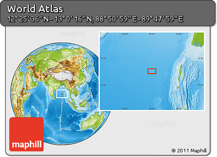 Physical Location Map of the Area around 12° 42' 56" N, 89° 19' 29" E