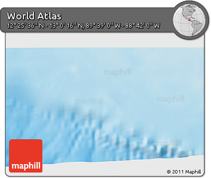 Shaded Relief 3D Map of the Area around 12° 42' 56" N, 89° 10' 30" W