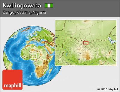 Physical Location Map of Kwilingowata