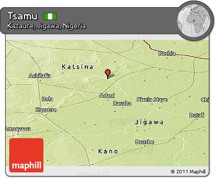 Physical Panoramic Map of Tsamu