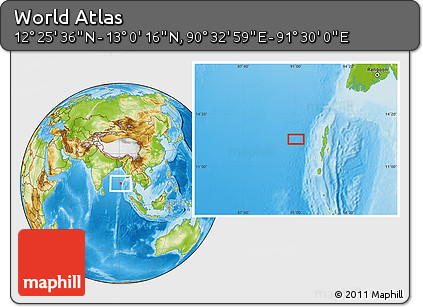 Physical Location Map of the Area around 12° 42' 56" N, 91° 1' 30" E