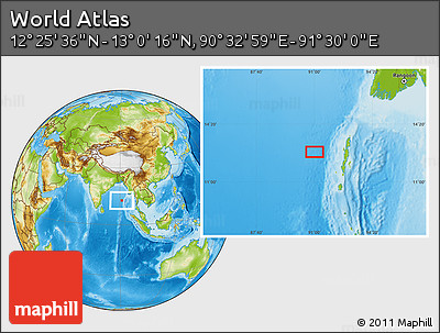Physical Location Map of the Area around 12° 42' 56" N, 91° 1' 30" E