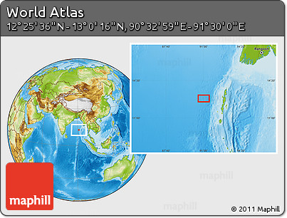 Physical Location Map of the Area around 12° 42' 56" N, 91° 1' 30" E