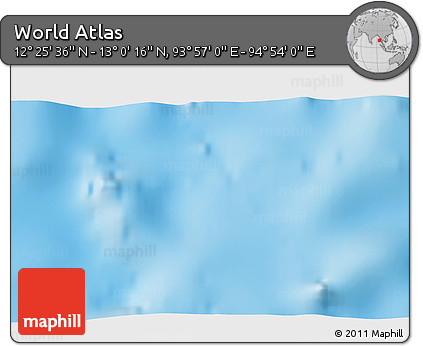 Shaded Relief 3D Map of the Area around 12° 42' 56" N, 94° 25' 30" E