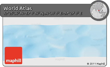 Physical Panoramic Map of the Area around 12° 42' 56" N, 96° 58' 29" E