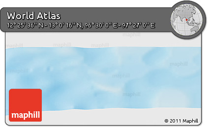 Shaded Relief Panoramic Map of the Area around 12° 42' 56" N, 96° 58' 29" E