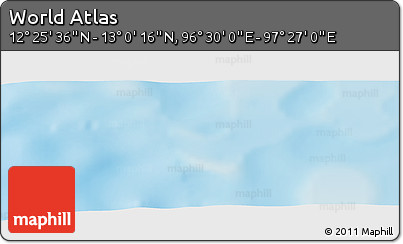 Shaded Relief Panoramic Map of the Area around 12° 42' 56" N, 96° 58' 29" E