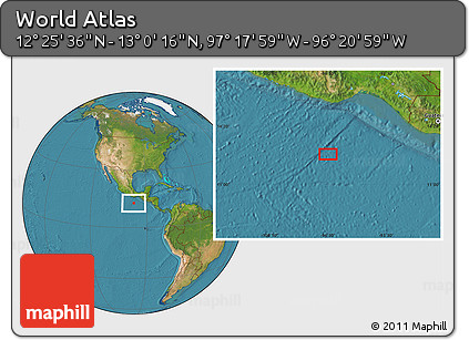 Satellite Location Map of the Area around 12° 42' 56" N, 96° 49' 29" W