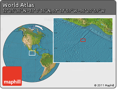 Satellite Location Map of the Area around 12° 42' 56" N, 96° 49' 29" W