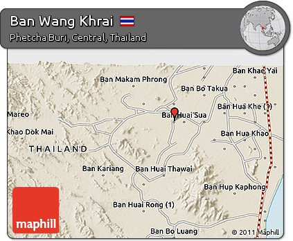Shaded Relief 3D Map of Ban Wang Khrai