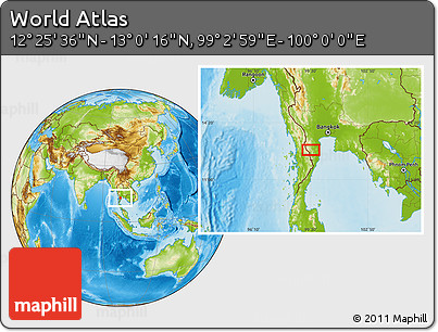 Physical Location Map of the Area around 12° 42' 56" N, 99° 31' 30" E