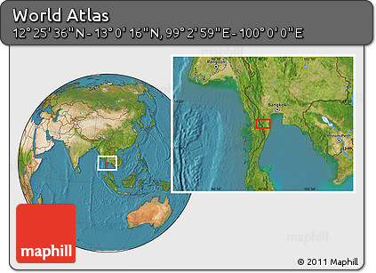 Satellite Location Map of the Area around 12° 42' 56" N, 99° 31' 30" E