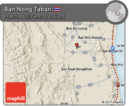 Shaded Relief Map of Ban Nong Taban