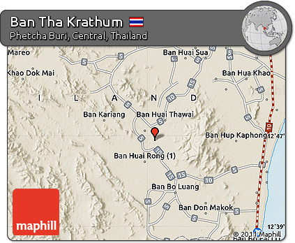 Shaded Relief Map of Ban Tha Krathum