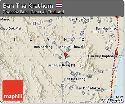 Shaded Relief Map of Ban Tha Krathum